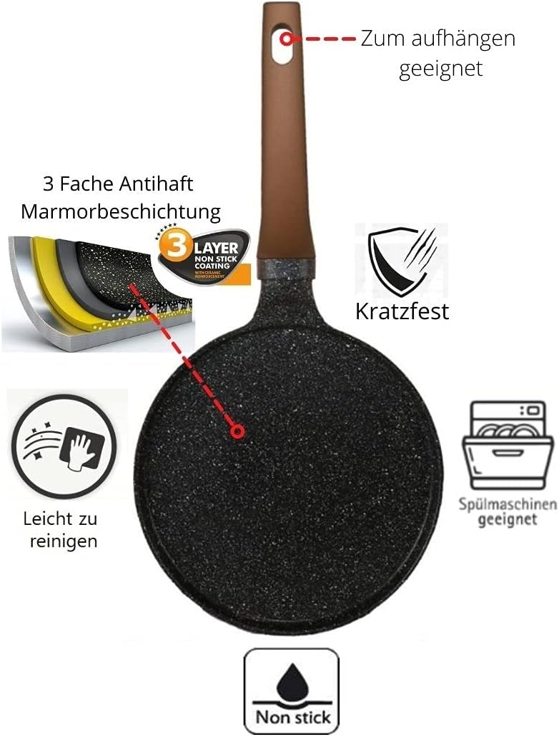 Poêle à crêpes à induction - Ø 24 cm - Revêtement marbre
