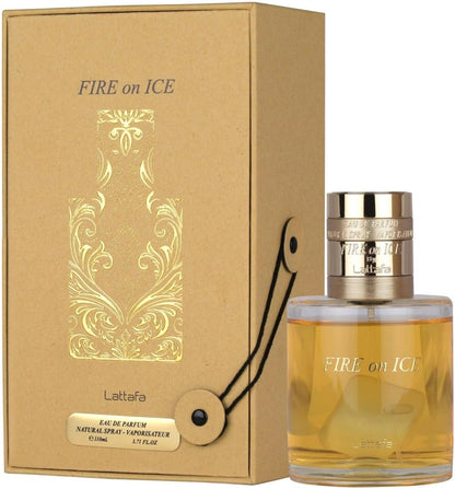 Lattafa Fire On Ice 110 ml Eau de parfum unisexe | Framboise noire intense, rose glacée, bois de chêne et ambroxan
