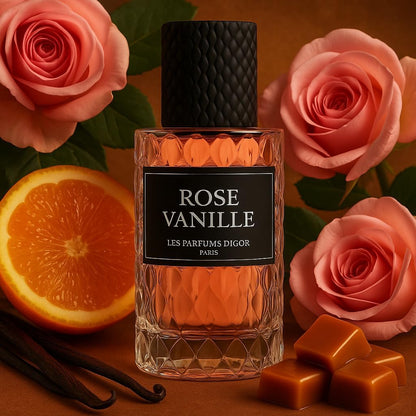 Les Parfums Digor Rose Vanille, Parfum de Paris, Notes de Rose et Vanille avec Orange, Édition Luxe