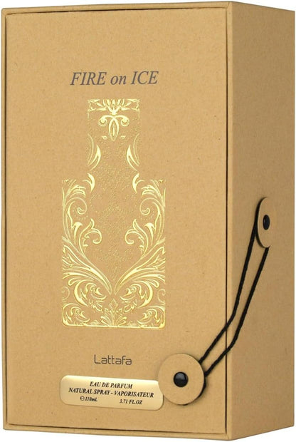 Lattafa Fire On Ice 110 ml Eau de parfum unisexe | Framboise noire intense, rose glacée, bois de chêne et ambroxan