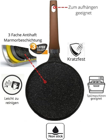 Poêle à crêpes à induction - Ø 24 cm - Revêtement marbre
