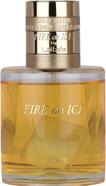 Lattafa Fire On Ice 110 ml Eau de parfum unisexe | Framboise noire intense, rose glacée, bois de chêne et ambroxan