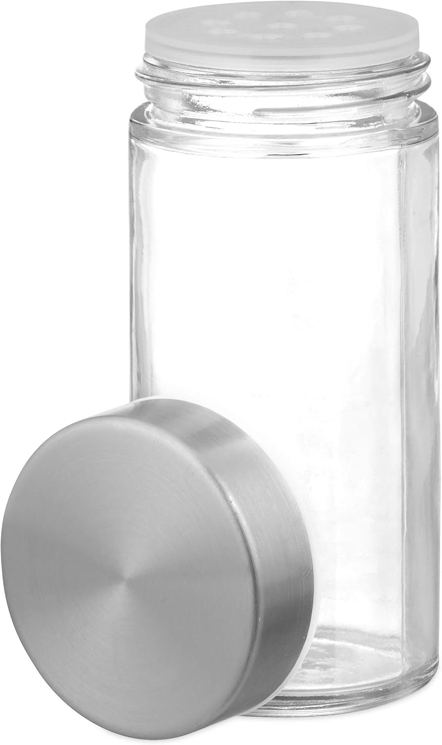 relaxdays 10026459, argenté Carrousel, 16 pots en verre, Présentoir à épices inox, rotatif 4