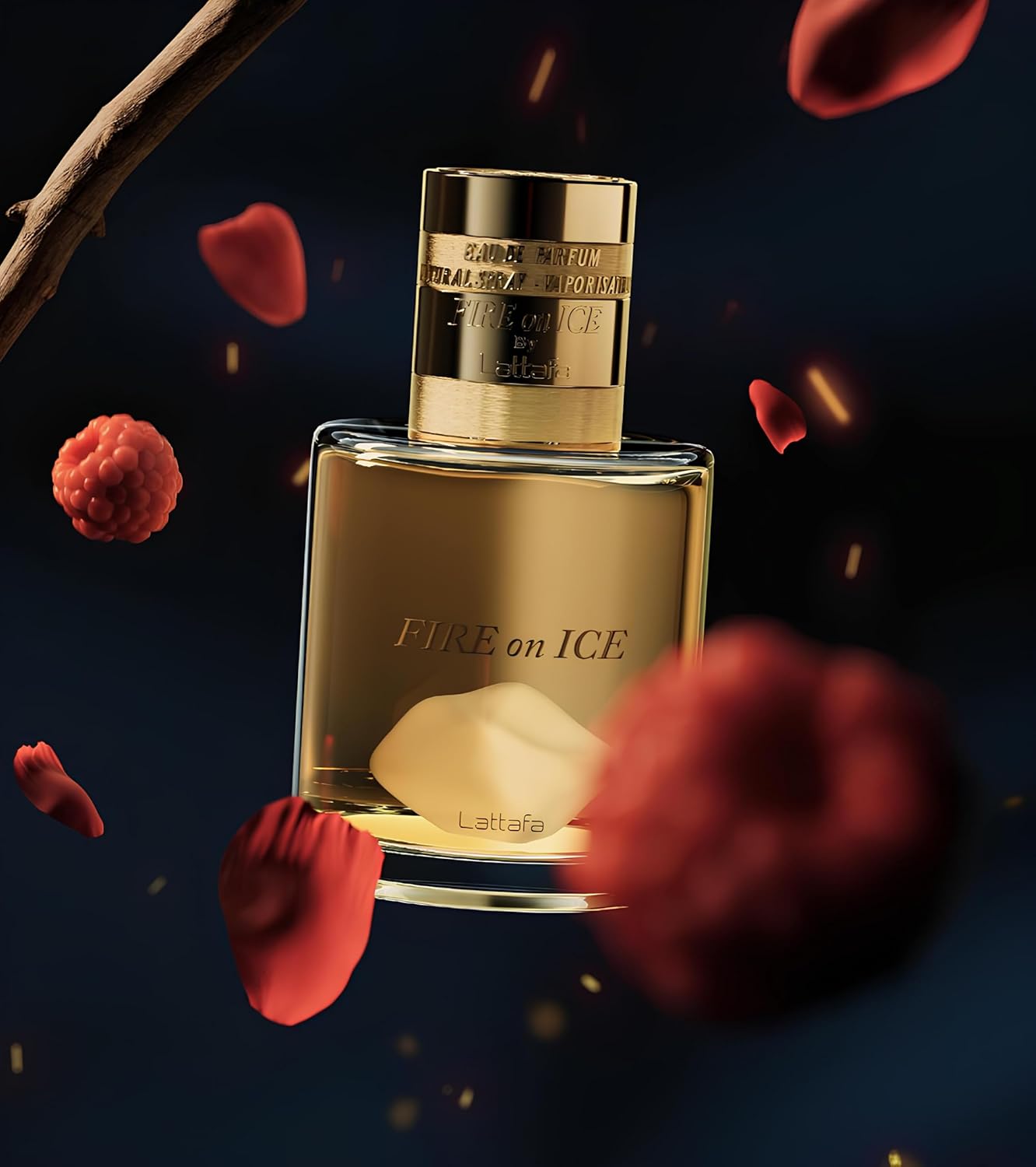 Lattafa Fire On Ice 110 ml Eau de parfum unisexe | Framboise noire intense, rose glacée, bois de chêne et ambroxan