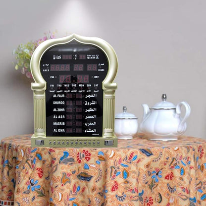 PUSAPA Horloge numérique Azan, Horloge de prière LED avec 5 Heures de prière modifiées et réveil spécial, réveil/température, for la Maison/Le Bureau.(B)