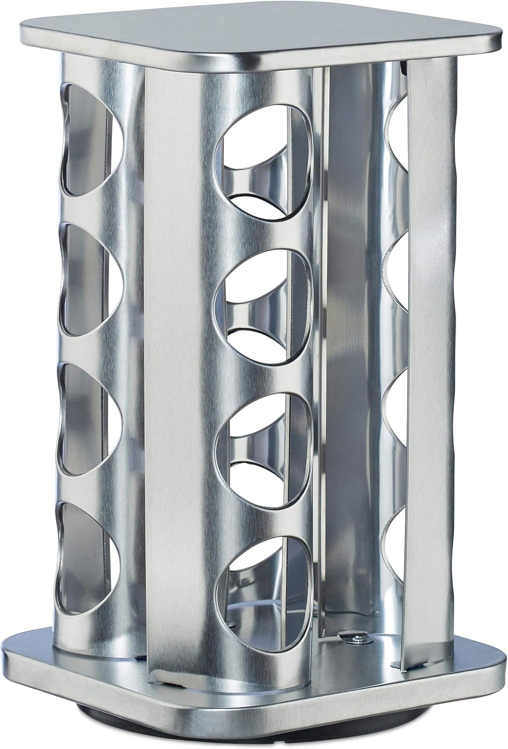 relaxdays 10026459, argenté Carrousel, 16 pots en verre, Présentoir à épices inox, rotatif 4