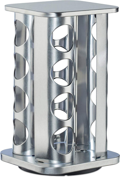 relaxdays 10026459, argenté Carrousel, 16 pots en verre, Présentoir à épices inox, rotatif 4