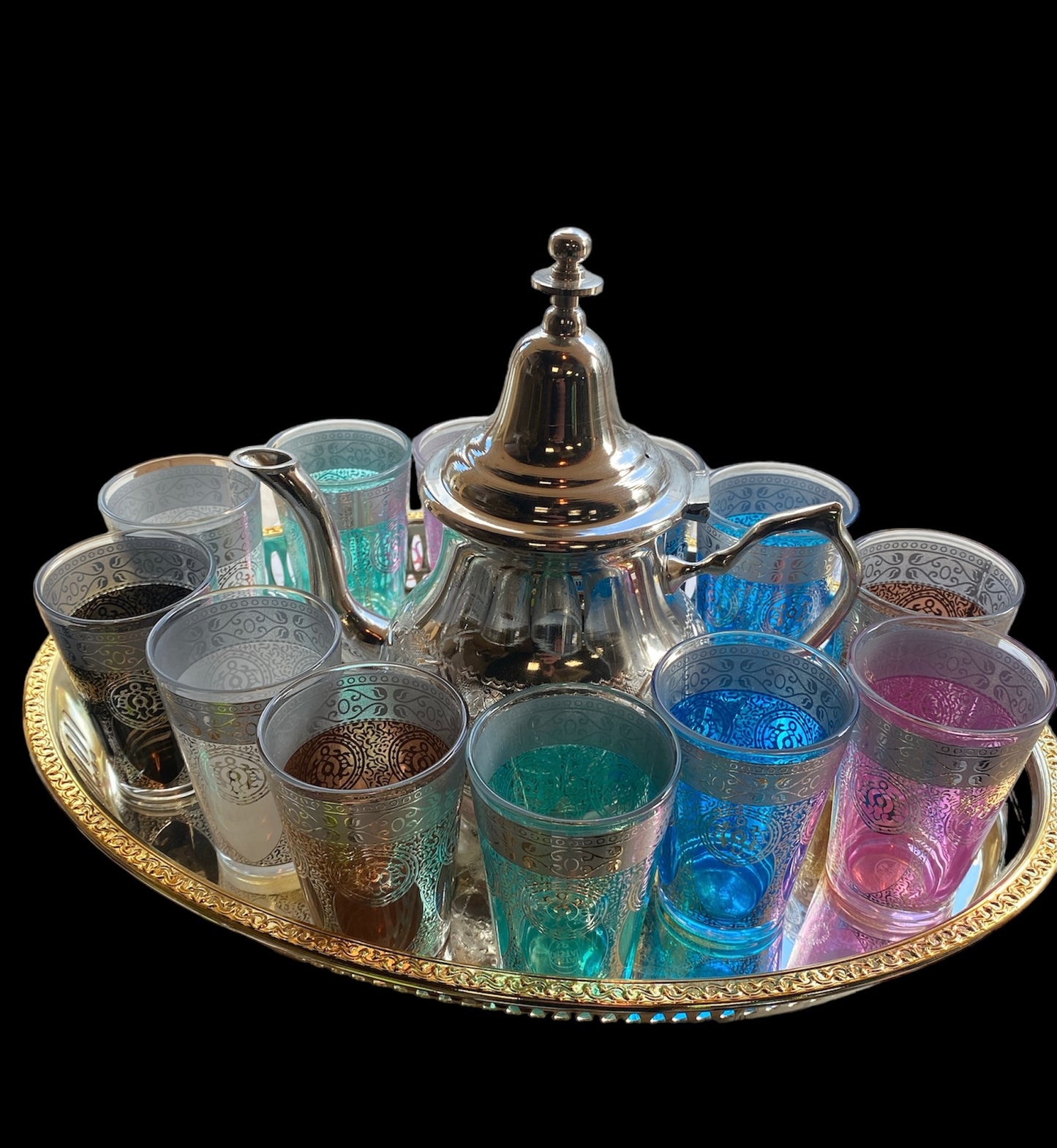 Service verre à thé colorés 12 pièces